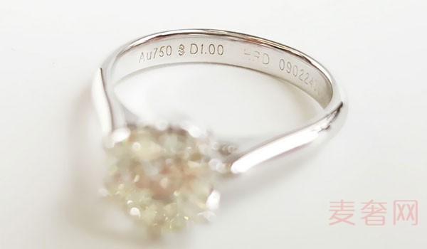1.00克拉普柏琳钻石戒指内圈细节展示