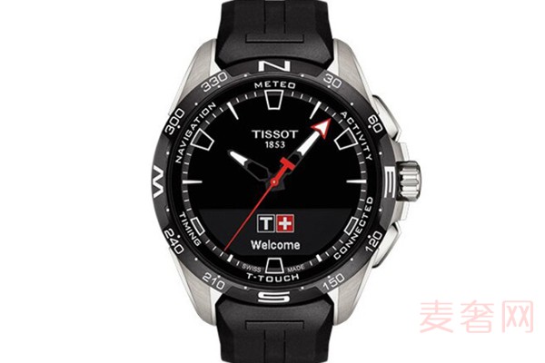 天梭T-TouchConnectSolar黑色表带腕表展示图