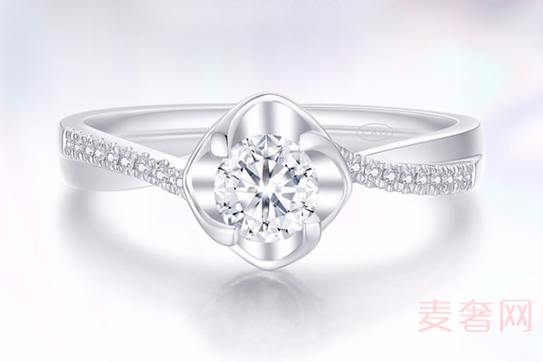 克徕帝花嫁系列铂金钻石戒指主石30分F-G色SI正面展示图